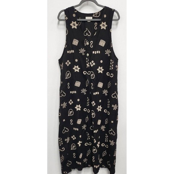 Christopher & Banks Dresses & Skirts - Vintage 90s Christopher & Banks Black Leaf Palm Sleeveless Maxi Dress XL